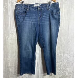Torrid Jeans 16 Straight Cropped Raw Hem Blue Denim Stretch